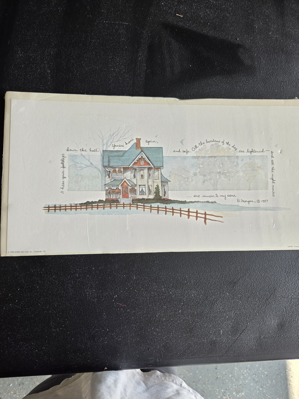 Watercolor House Art Print in Teal and Red